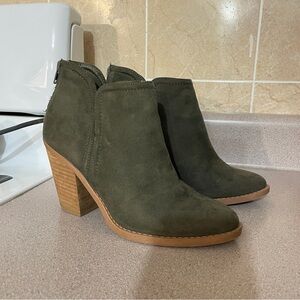Olive Green Suede Ankle Boots